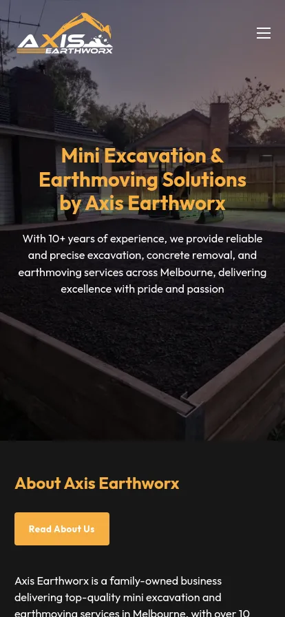 Axis Earthworx mini excavation services in Melbourne.