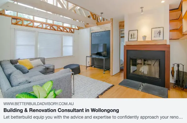 Modern living room with fireplace and TV in Wollongong.