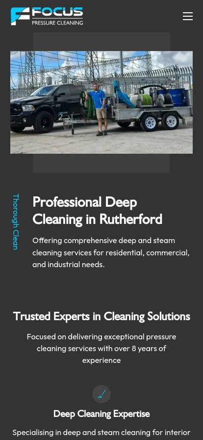 Pressure cleaning service truck with equipment in Rutherford.