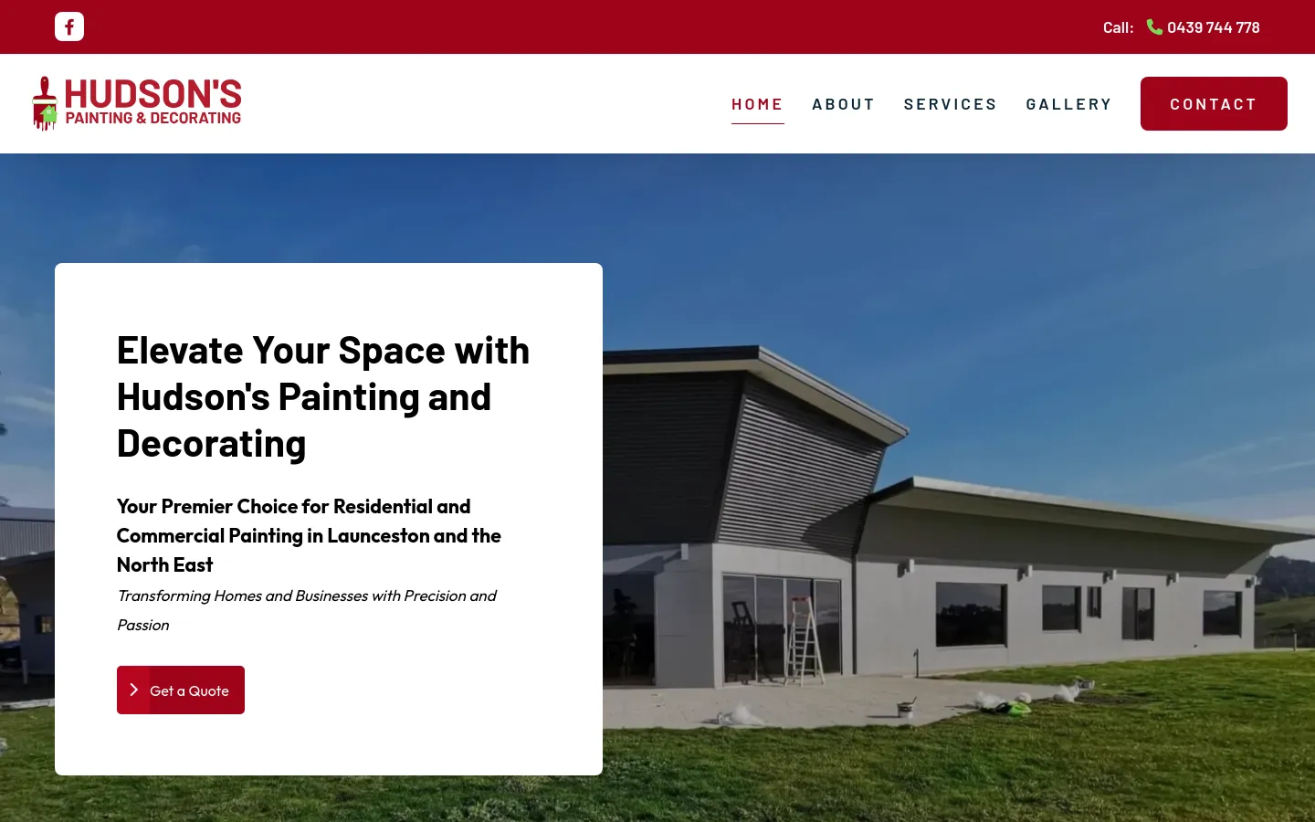 Modern building exterior with painting service ad