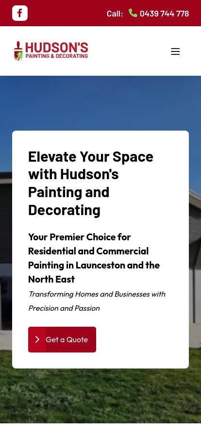 Hudson's Painting & Decorating service banner.