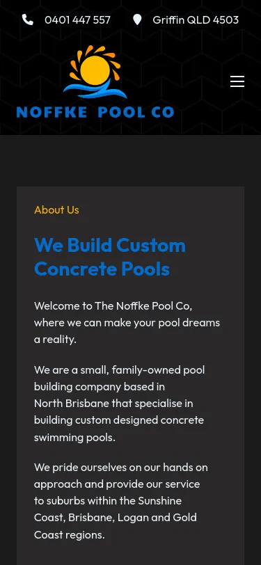 Noffke Pool Co builds custom concrete pools.