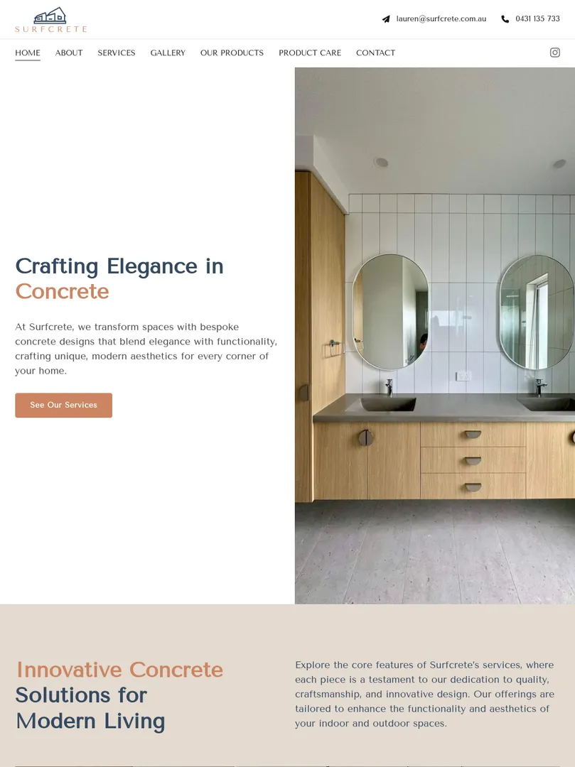 Elegant modern bathroom with concrete countertops