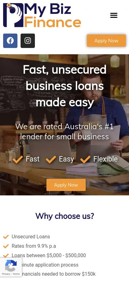 Unsecured business loans, easy application process.
