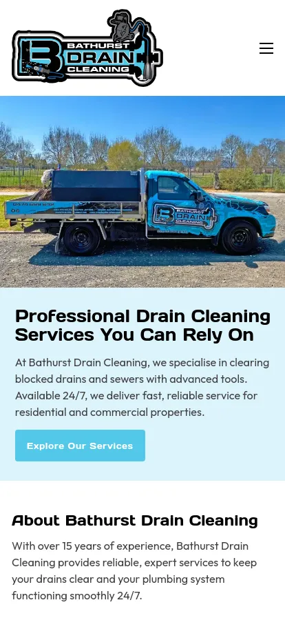 Bathurst Drain Cleaning truck on the road