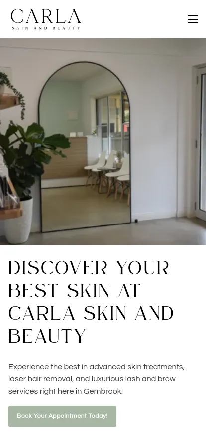 Carla Skin and Beauty salon interior view.