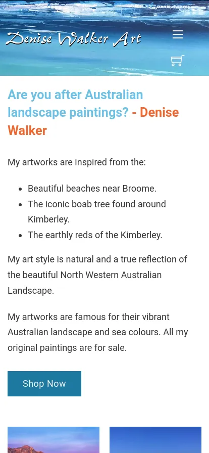 Australian landscape paintings by Denise Walker for sale.