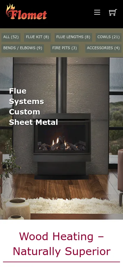 Flomet wood heating solutions for superior warmth.