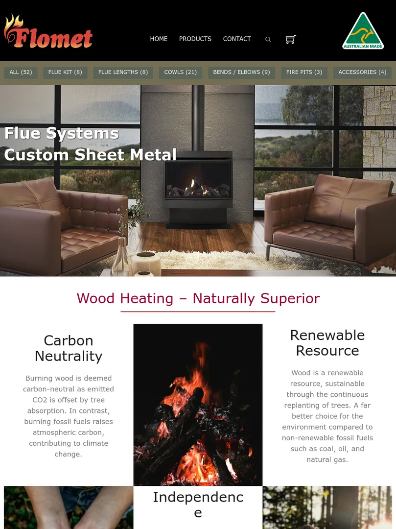 Flue systems and wood heating information on Flomet site.