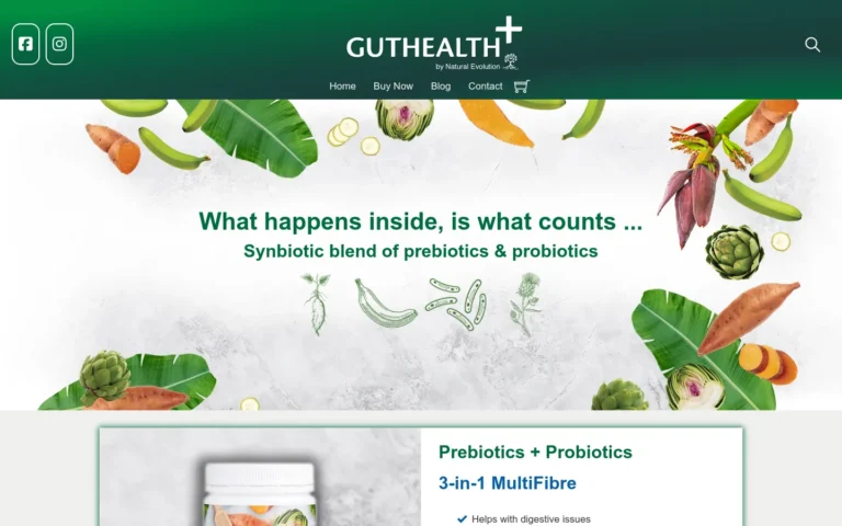 GutHealth prebiotics probiotics supplement advertisement.