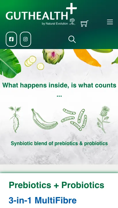 Synbiotic blend of prebiotics and probiotics for gut health.