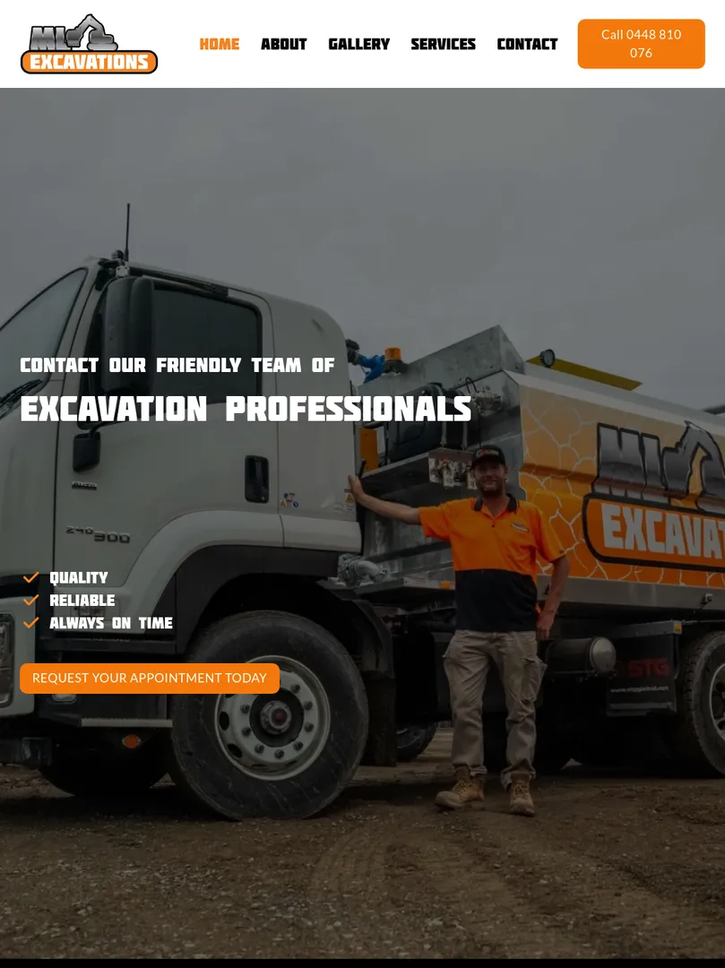 Excavation specialists by truck offering services.
