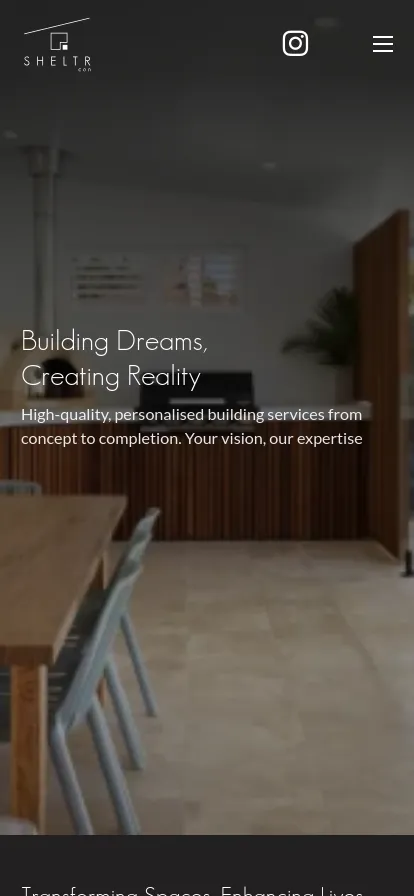 Modern office space with building services slogan.