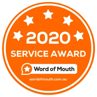 2020 Word of Mouth Service Award logo.