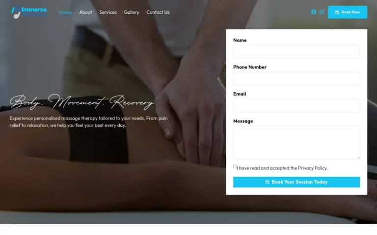 Massage therapy session booking form online